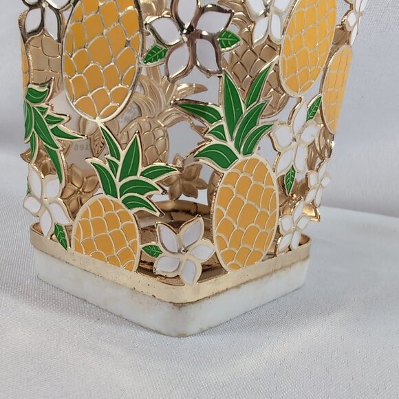 Bath & Body Works Pineapple Plumeria Soap Holder Gold White Summer Flowers - Picture 2 of 13